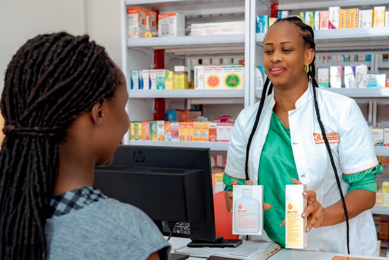 Nutribills pharmacist advising a customer on supplements